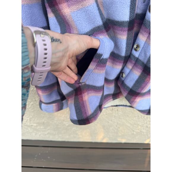 Women's Long Sleeve Plaid Super Plush Sherpa Lined Fleece Shirt Jacket - Picture 12 of 13